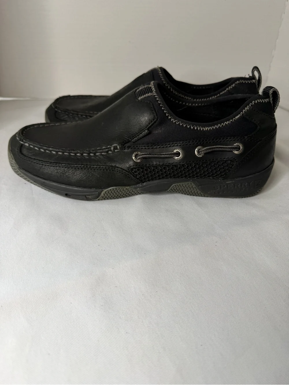 Sperry Men Ultralite Black Slip-On Boat Sea Kite Sport Moc Shoes Size 9
